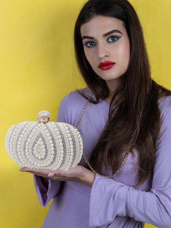 Odette Women Pearl Metal Clutch
