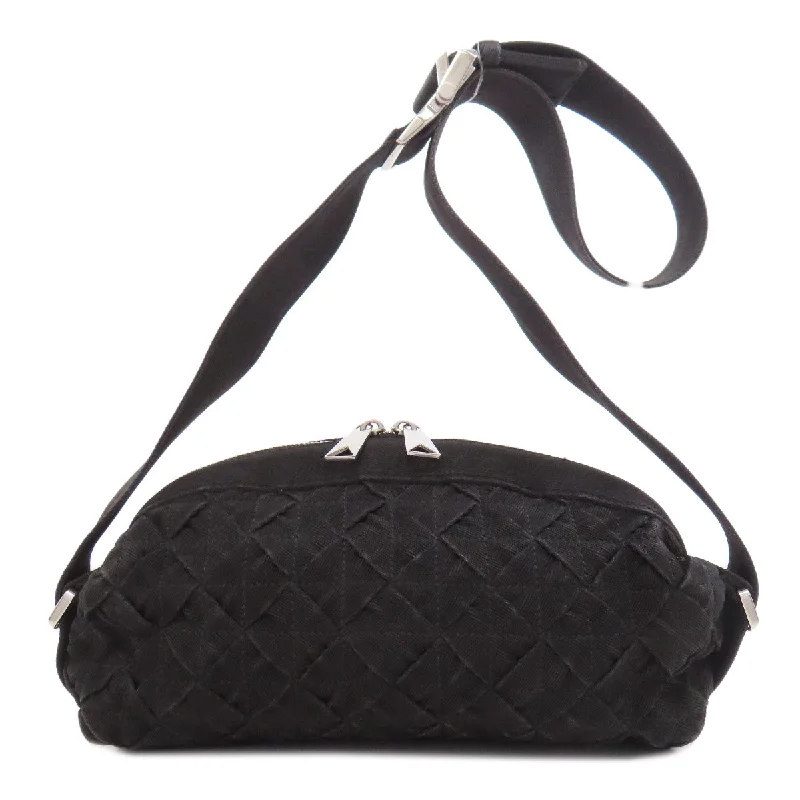 BOTTEGAVENETA Shoulder Bag canvas black INTRECCIATO Women Used Authentic