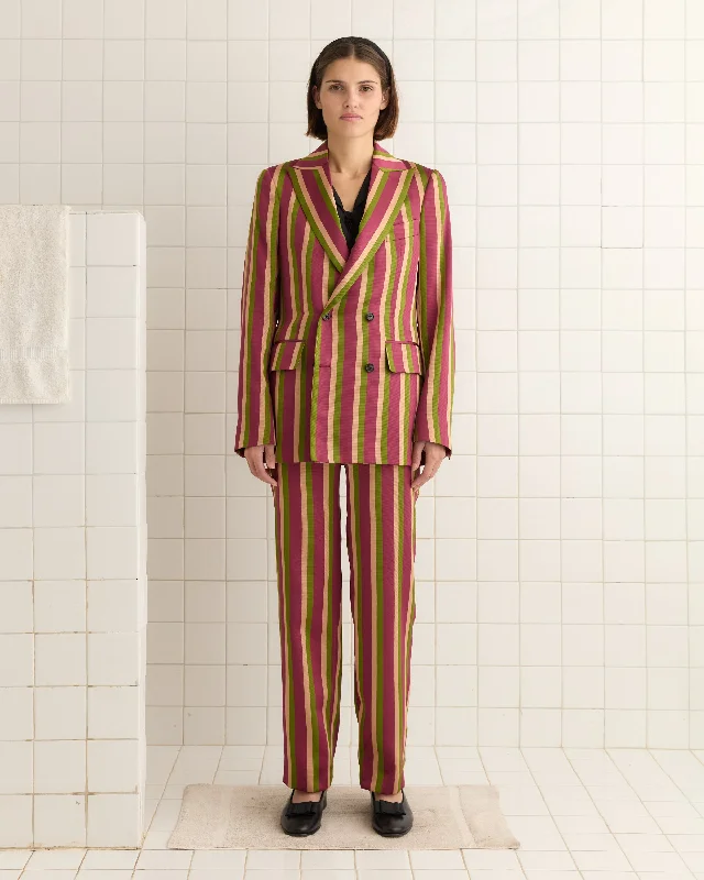 Juniper Stripe Double-Breasted Suit Jacket