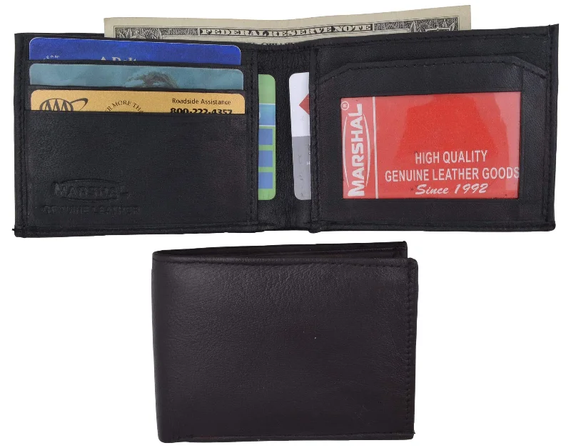 Lamb Leather Bifold ID Card Holder Bulk Bill Wallet 1144