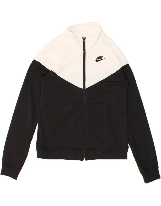 NIKE Womens Tracksuit Top Jacket UK 6 XS Black Colourblock Polyester