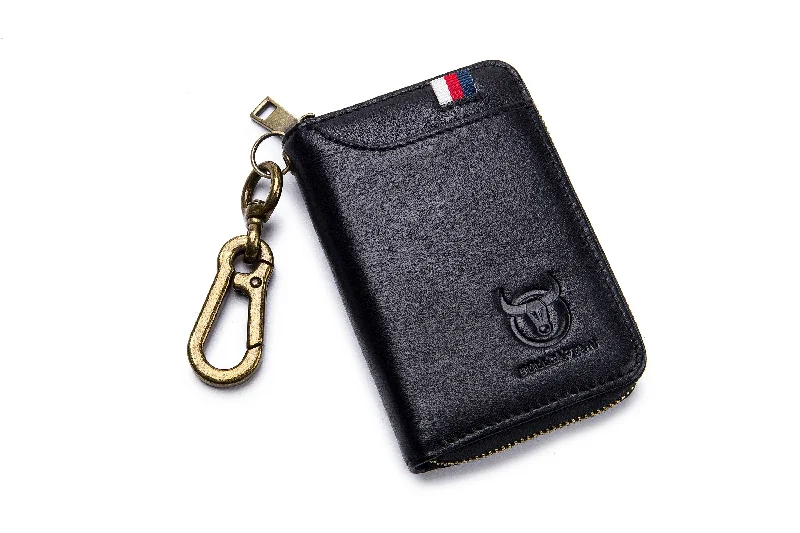 Bullcaptain Leather Key Holder Biflod Zip-around Key Organizer Case Rfid Blocking Men Wallet - 474 Bullcaptain Leather Key Holder Biflod Zip-around Key Organizer Case Rfid Blocking Men Wallet - 474