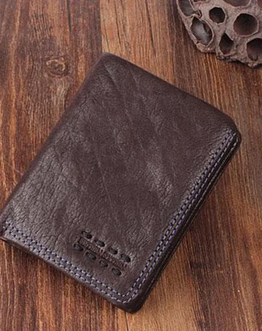 Cool Leather Mens Small Leather Wallet Men Bifold billfold Wallets for Men
