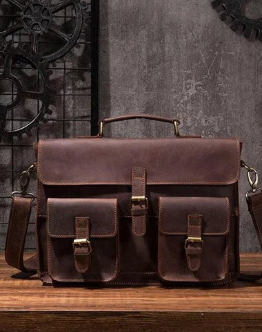 Cool Coffee Leather Mens Briefcase 14inch Laptop Bag Work Handbag Business Bag for Men Cool Coffee Leather Mens Briefcase 14inch Laptop Bag Work Handbag Business Bag for Men