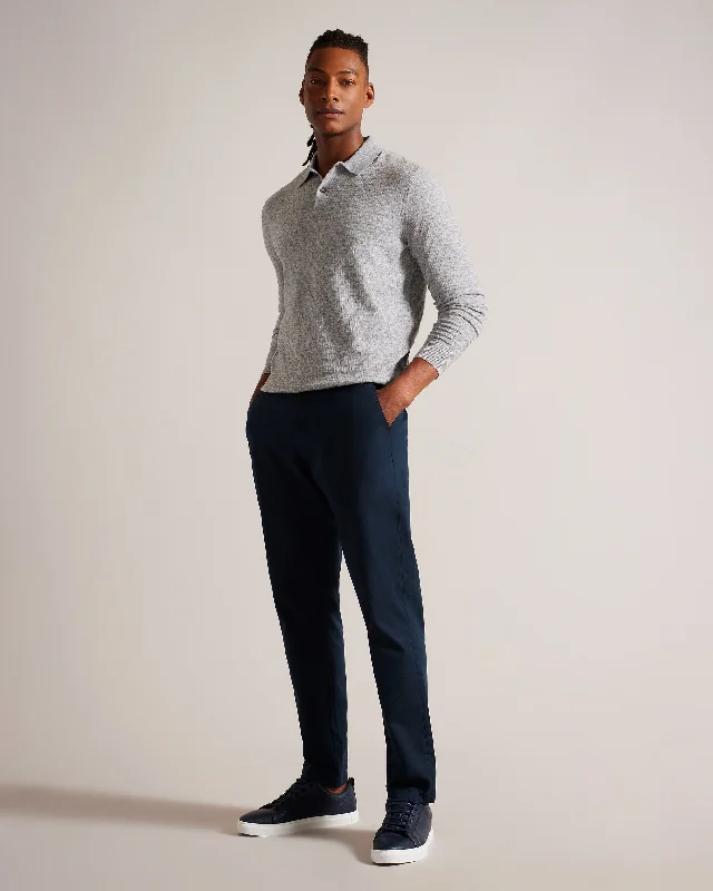 Morar Long Sleeve T Stitch Knitted Polo Grey