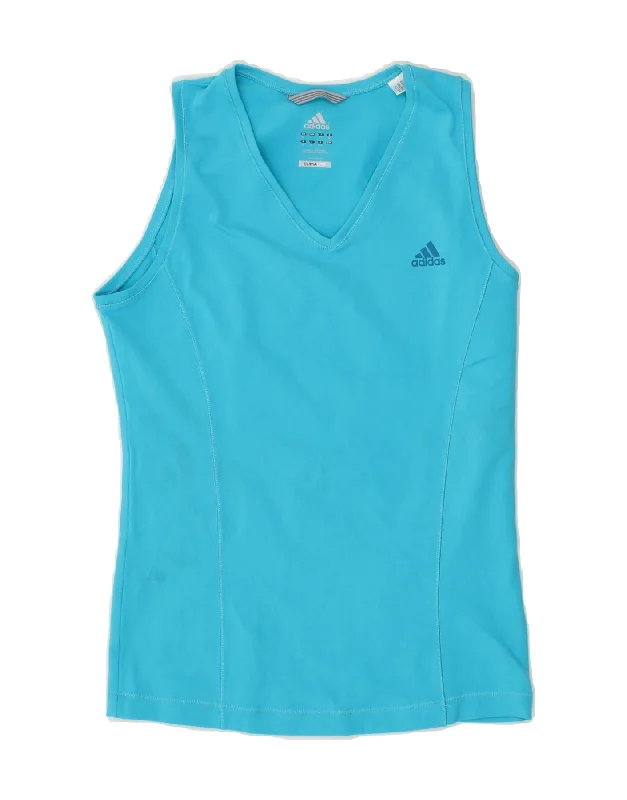ADIDAS Womens Climalite Vest Top UK 16 Large Blue Polyester