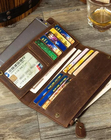Brown Cool Mens long Wallet Wristlet Bag Clutch Bag Bifold Long Wallet Hand Bags for Men Brown Cool Mens long Wallet Wristlet Bag Clutch Bag Bifold Long Wallet Hand Bags for Men