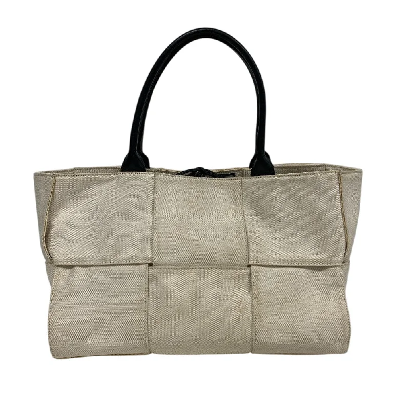BOTTEGAVENETA Handbag Canvas, Leather Ivory The Alcotote Women Used Authentic