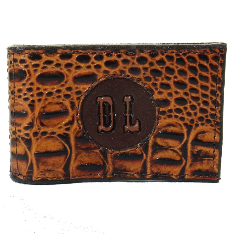MC141C - Butternut Gator Print Money Clip w/ Initials