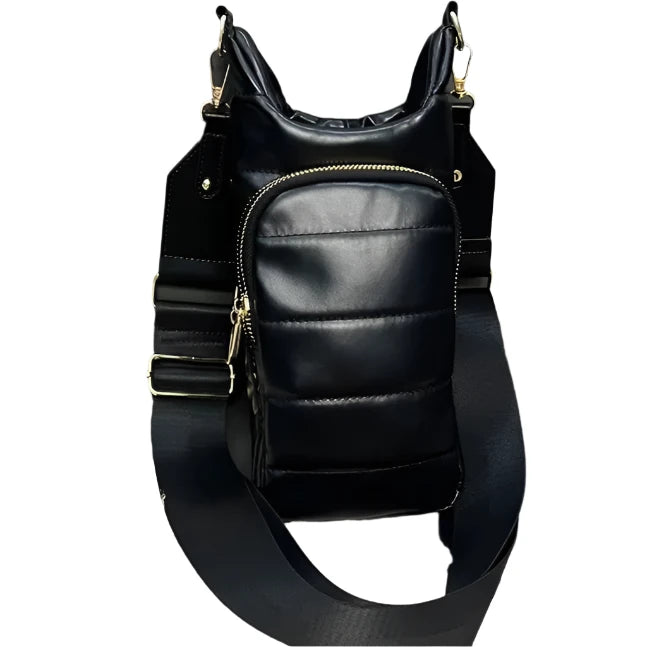 Vegan Leather Water Bottle Crossbody Bag