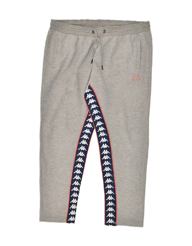 KAPPA Mens Graphic Tracksuit Trousers Large Grey Cotton