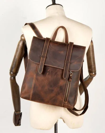Dark Brown Fashion Mens Leather 13-inch Computer Backpack Brown Travel Backpacks School Backpacks for men Dark Brown Fashion Mens Leather 13-inch Computer Backpack Brown Travel Backpacks School Backpacks for men