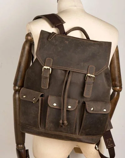 Fashion Coffee Mens Leather 15-inch Computer Backpack Travel Backpacks School Backpacks for men Fashion Coffee Mens Leather 15-inch Computer Backpack Travel Backpacks School Backpacks for men