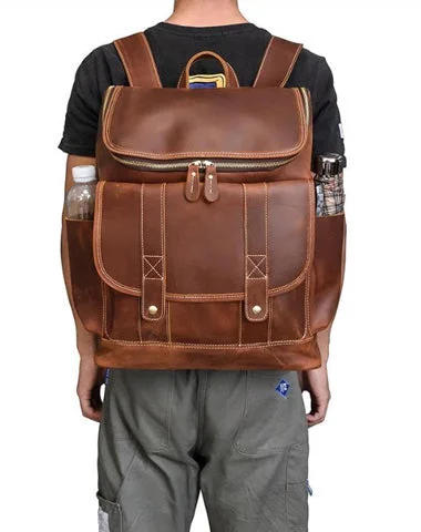 Cool Brown Mens Leather 15 inches Large School Computer Backpack Dark Brown Laptop Travel Backpack for Men Cool Brown Mens Leather 15 inches Large School Computer Backpack Dark Brown Laptop Travel Backpack for Men