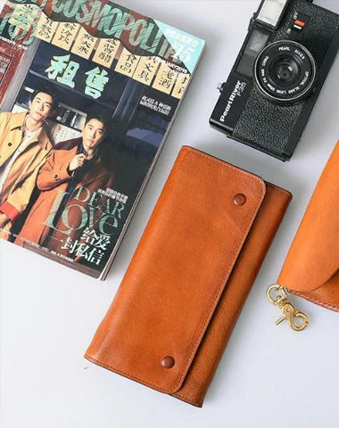 Tan Cool Leather Mens Long Wallet Black Bifold Wallet Long Wallet Brown Phone Wallet For Men Tan Cool Leather Mens Long Wallet Black Bifold Wallet Long Wallet Brown Phone Wallet For Men