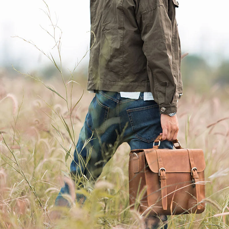 Genuine Leather Vintage Coffee Brown Mens Briefcase Messenger Bag Work Bag Business Bag for Men Genuine Leather Vintage Coffee Brown Mens Briefcase Messenger Bag Work Bag Business Bag for Men