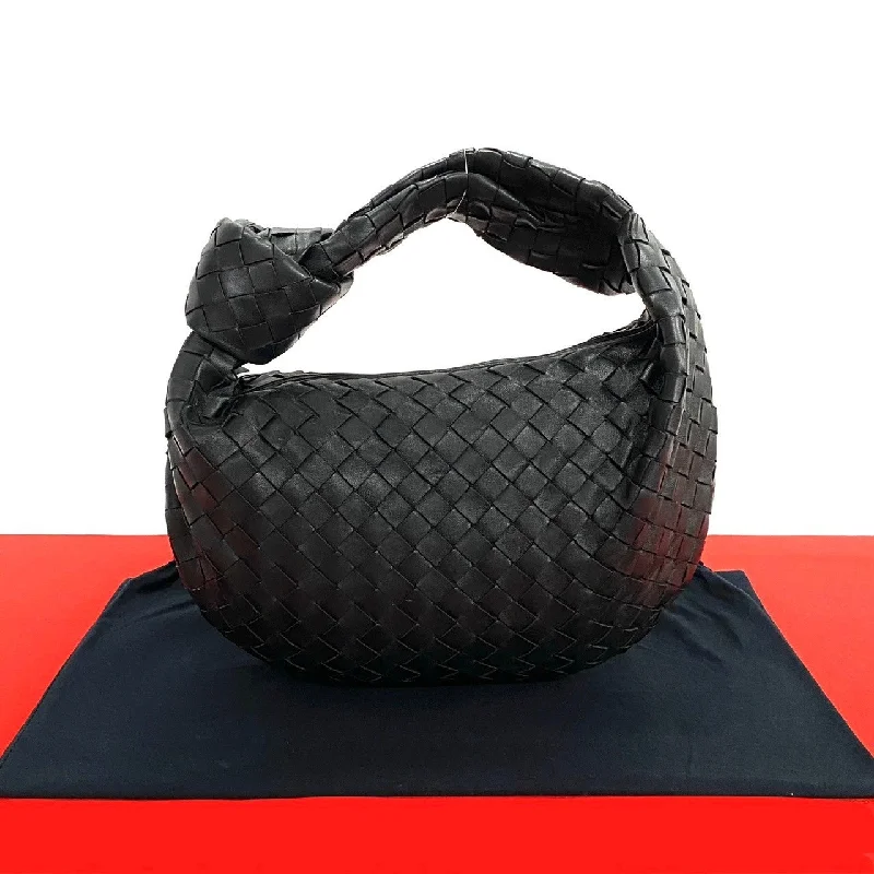 BOTTEGAVENETA Handbag leather black INTRECCIATO Jody Women Used Authentic