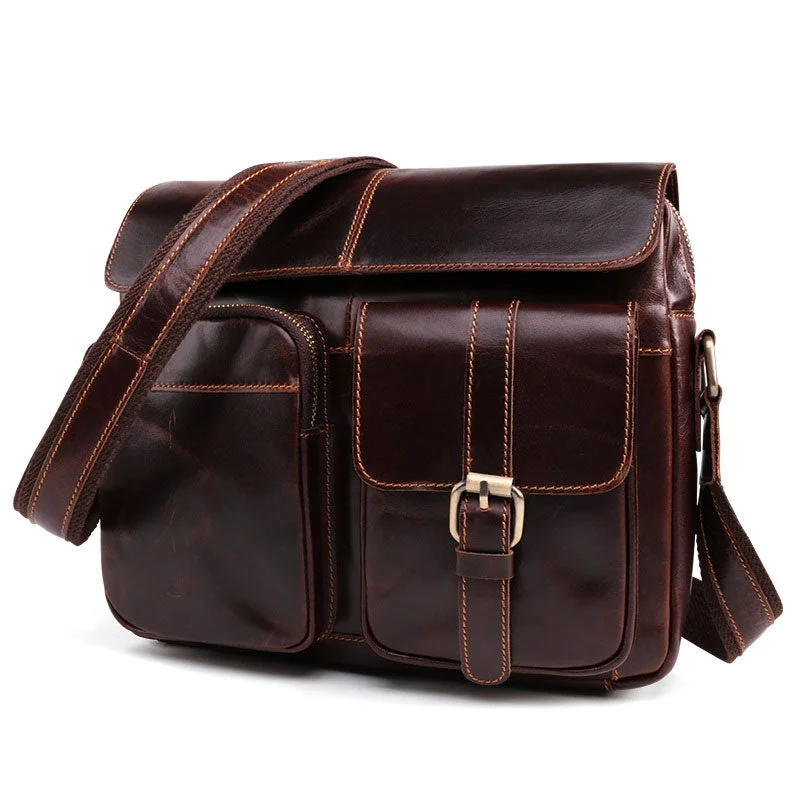 Cool Dark Brown Vintage Leather Small Side Bag Messenger Bag Shoulder Bags For Men Cool Dark Brown Vintage Leather Small Side Bag Messenger Bag Shoulder Bags For Men
