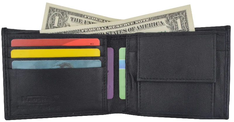 Mens Leather Change Pocket Bifold Wallet 1150