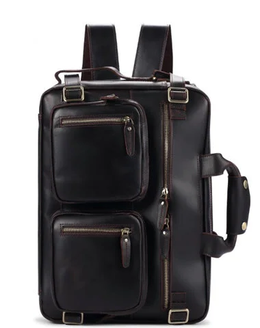 Black Coffee Leather Men's 15 inches Large Briefcase Computer Backpack Black Large Travel Backpack Black Large College Backpack For Men Black Coffee Leather Men's 15 inches Large Briefcase Computer Backpack Black Large Travel Backpack Black Large College Backpack For Men