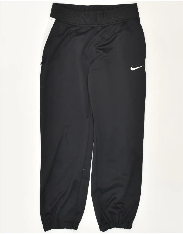 NIKE Mens Dri Fit Tracksuit Trousers Joggers Small Black Colourblock