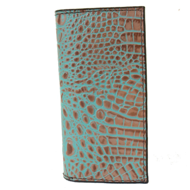 CB58 - Vintage Mint Gator Print Checkbook Wallet