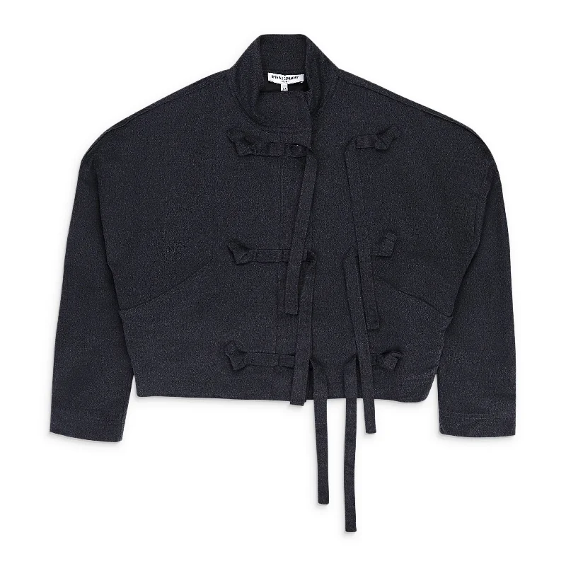 WOOL TIE KNOT BLACK JACKET