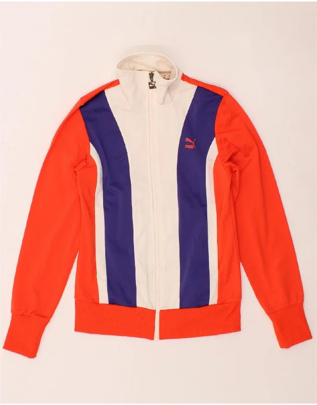 PUMA Womens Tracksuit Top Jacket UK 12 Medium  Orange Colourblock