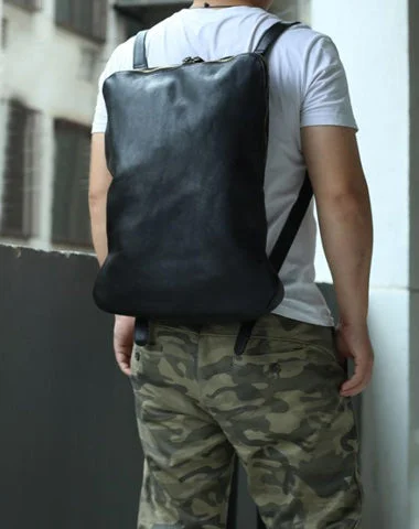 Black Leather Men's 15.6 inches Computer Backpack Travel Backpack Black Large College Backpack For Men Black Leather Men's 15.6 inches Computer Backpack Travel Backpack Black Large College Backpack For Men
