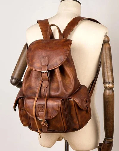 Fashion Brown Mens Leather 15inchs Computer Backpack Cool Travel Backpack School Backpack for men Fashion Brown Mens Leather 15inchs Computer Backpack Cool Travel Backpack School Backpack for men
