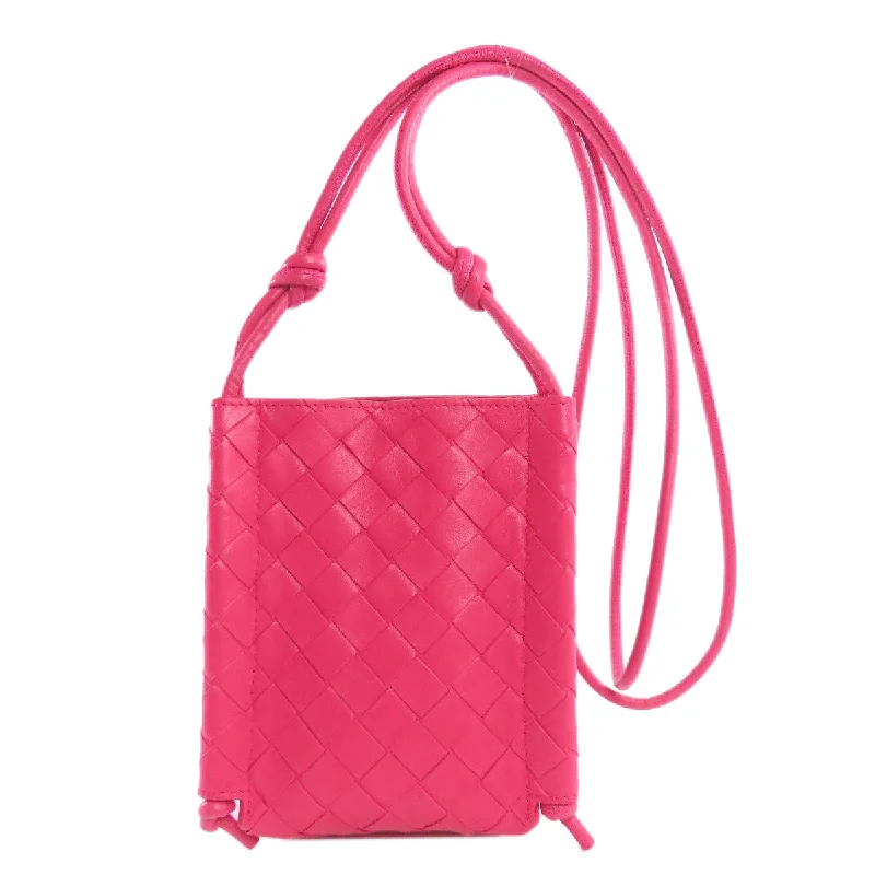 BOTTEGAVENETA Shoulder Bag Calfskin pink INTRECCIATO Women Used Authentic