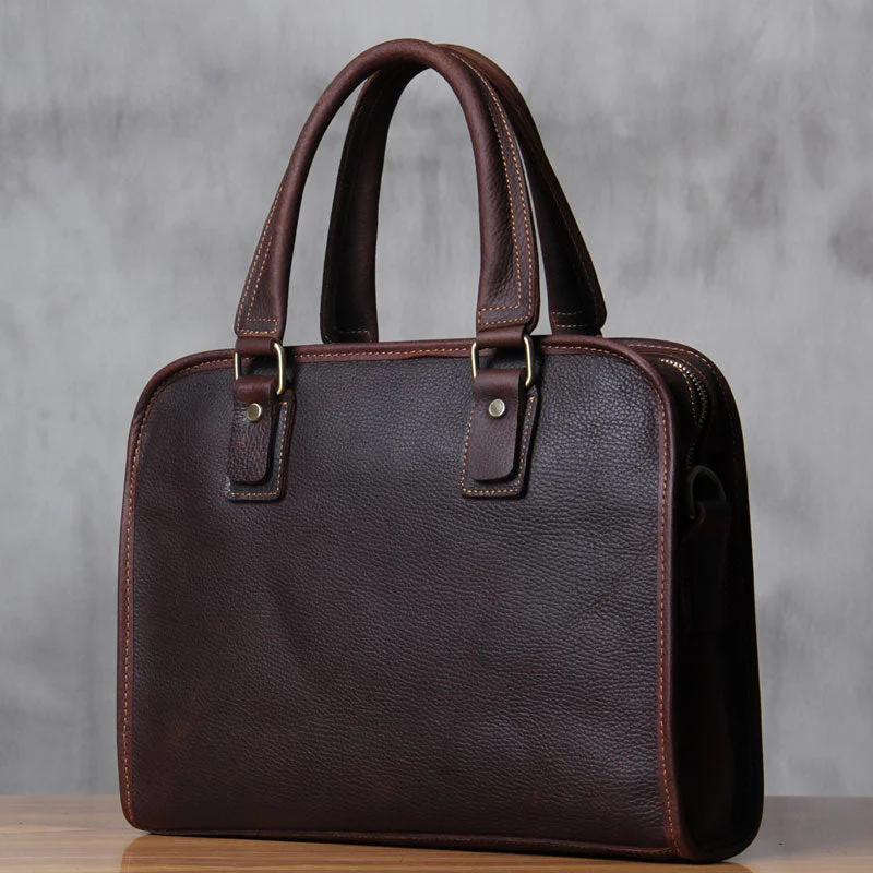 Genuine Leather Mens Coffee Briefcase Shoulder Bag Work Bag Laptop Bag Business Bag for Men Genuine Leather Mens Coffee Briefcase Shoulder Bag Work Bag Laptop Bag Business Bag for Men