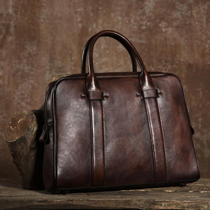 Handmade Leather Mens Briefcase Work Bag Laptop Bag Business Bag for Men