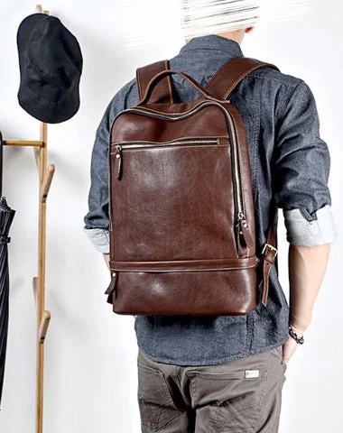 Brown Cool Leather Mens School Backpack College Backpack Computer Backpack For Men Brown Cool Leather Mens School Backpack College Backpack Computer Backpack For Men