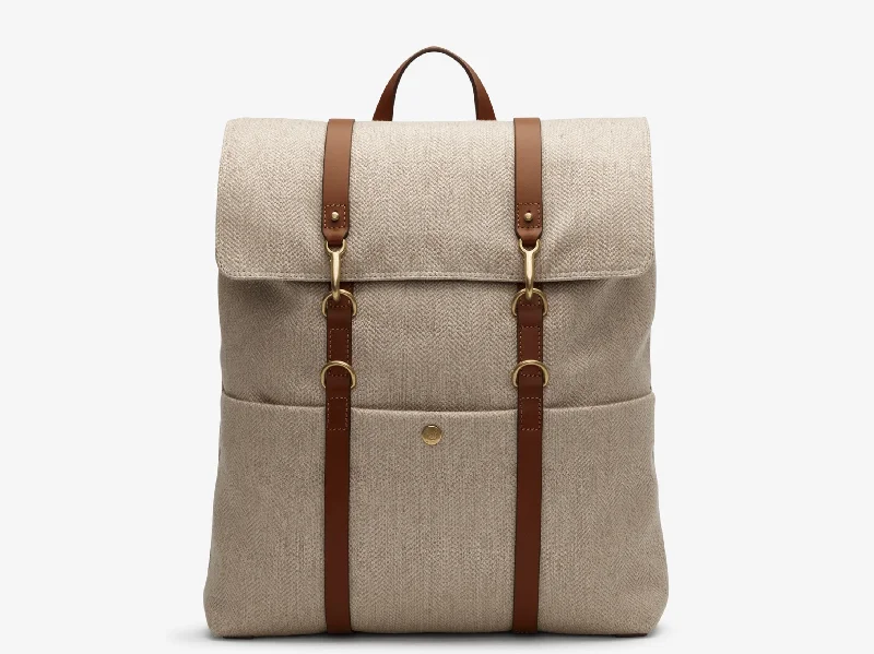 M/S Backpack - Grand Herringbone/Cuoio
