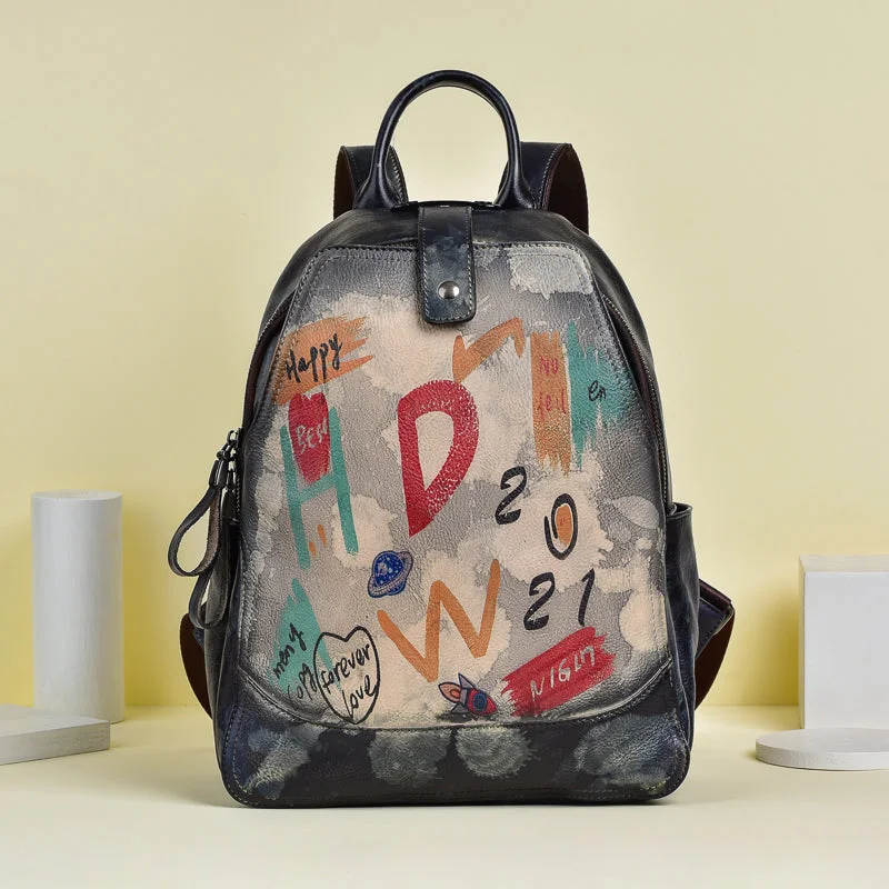 Cool Genuine Leather Backpack Purse Ladies Rucksack For Women