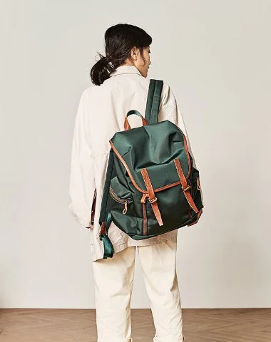 Fashion Black Nylon Leather Mens Backpack Nylon Travel Backpack Green Nylon School Backpack for Men Fashion Black Nylon Leather Mens Backpack Nylon Travel Backpack Green Nylon School Backpack for Men