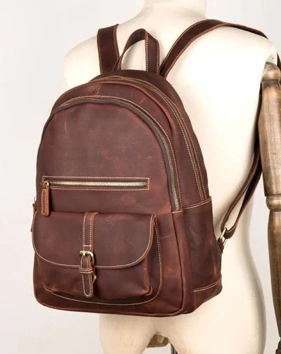 Fashion Brown Mens Leather 14-inch Large Laptop Backpacks Brown Travel Backpacks School Backpack for men Fashion Brown Mens Leather 14-inch Large Laptop Backpacks Brown Travel Backpacks School Backpack for men