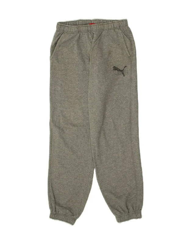 PUMA Mens Tracksuit Trousers Joggers Medium Grey Cotton
