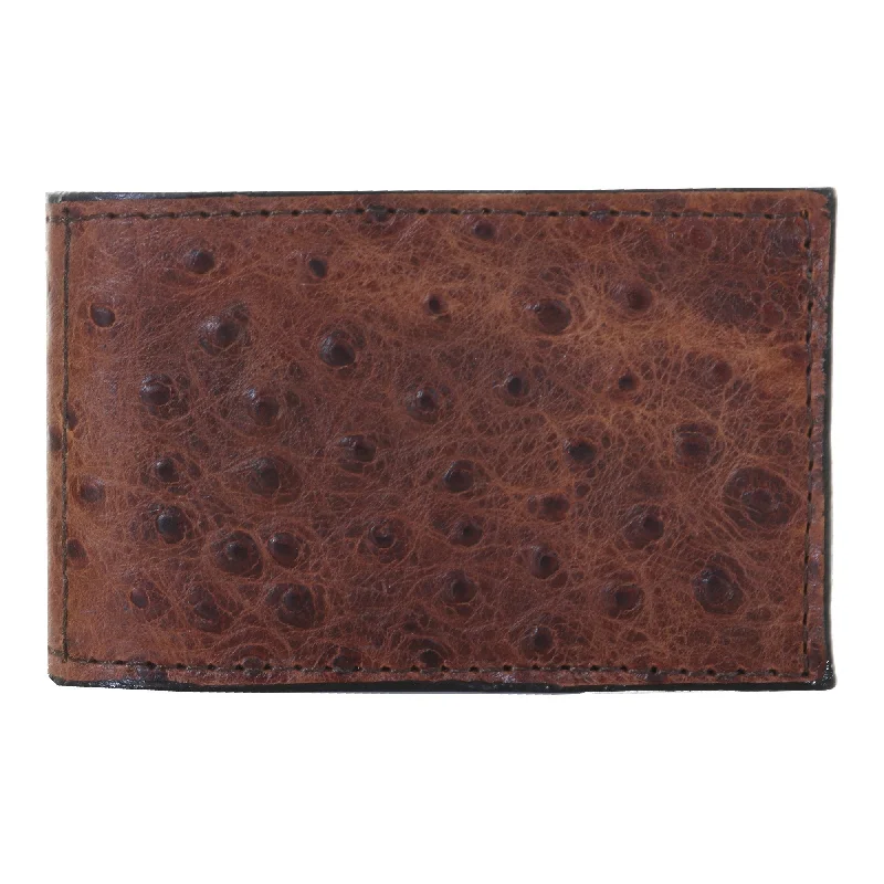 MC147 - Cognac Ostrich Print Money Clip