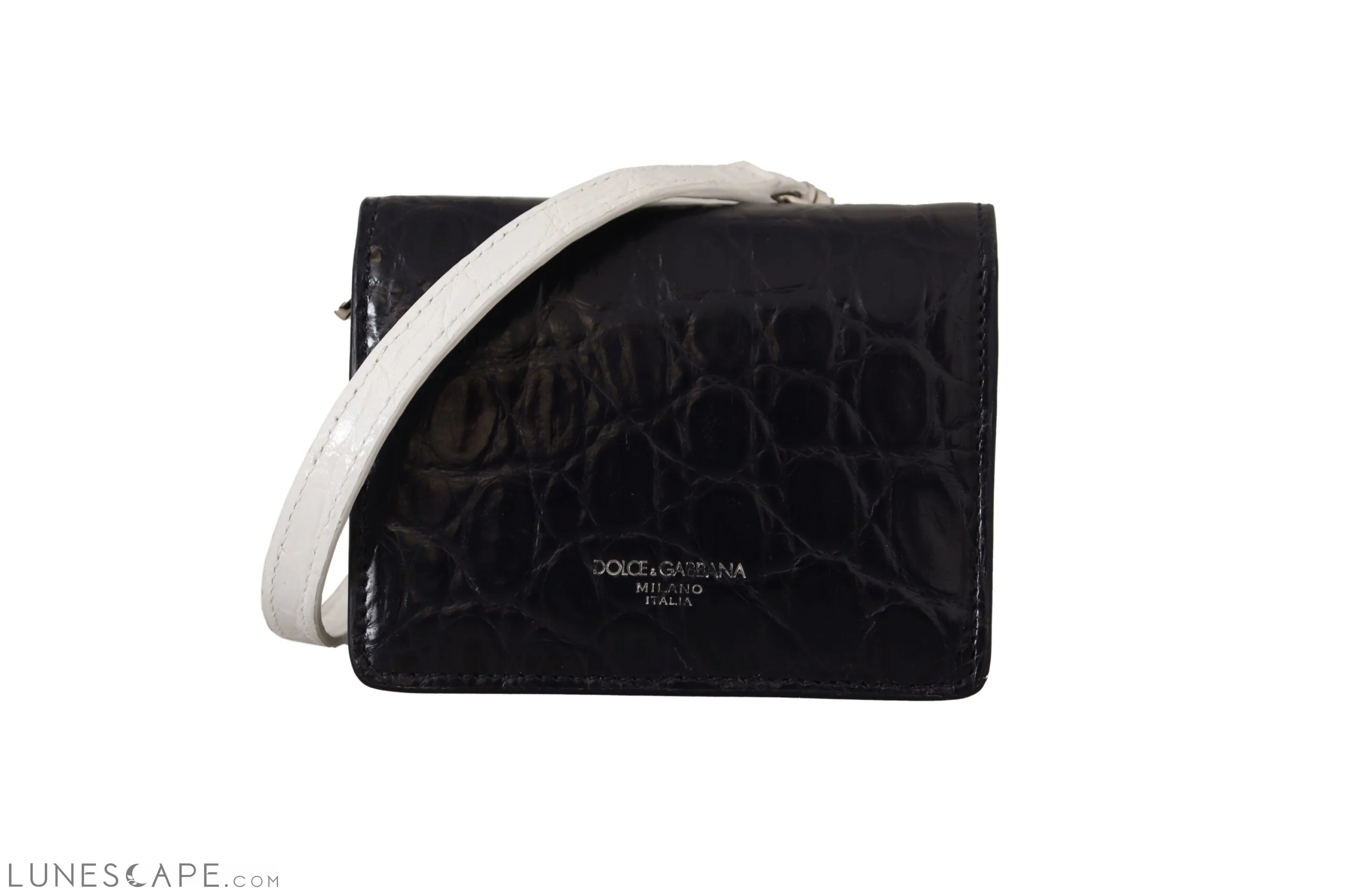 Dolce & Gabbana Blue Exotic Leather Bifold Wallet with Strap