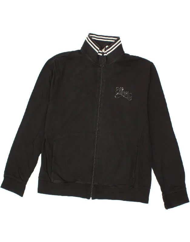 ELLESSE Womens Tracksuit Top Jacket UK 16 Large Black Cotton