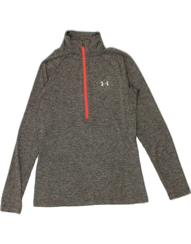 UNDER ARMOUR Womens Heat Gear Pullover Tracksuit Top UK 12 Medium Grey
