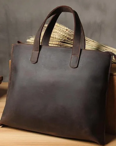 Vintage Leather Mens Coffee Black Handbag Shoulder Bag Briefcase for Men