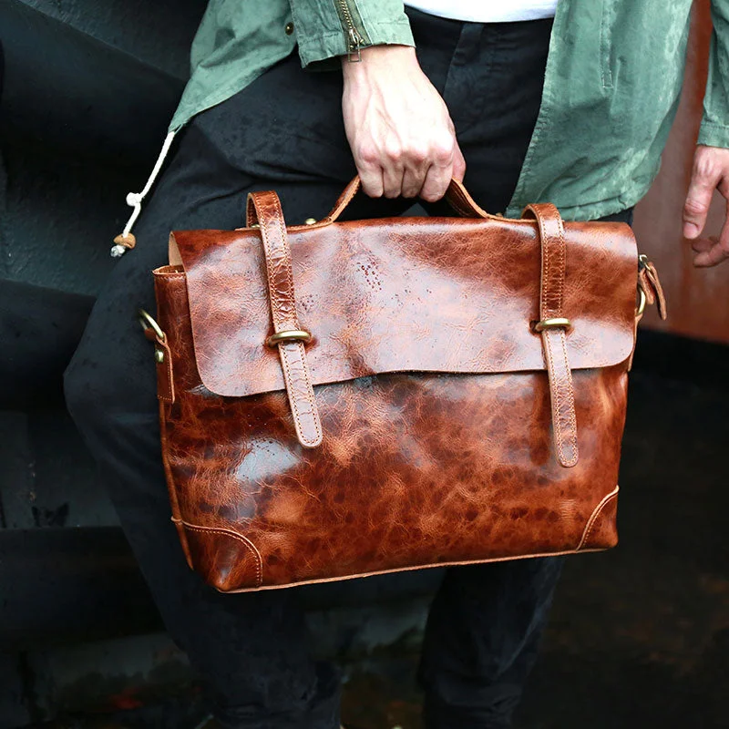 Cool Leather Mens Briefcase Messenger Bags Handbag Shoulder Bag for men