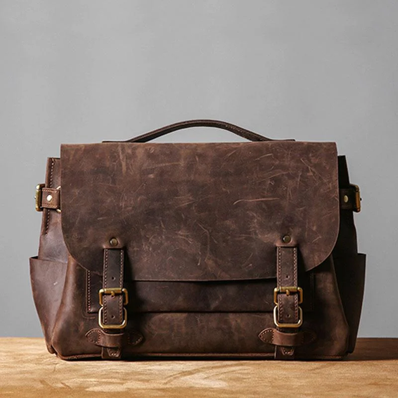 Handmade Leather Mens Cool Messenger Bag Briefcase Work Bag Business Bag Laptop Bag for men Handmade Leather Mens Cool Messenger Bag Briefcase Work Bag Business Bag Laptop Bag for men