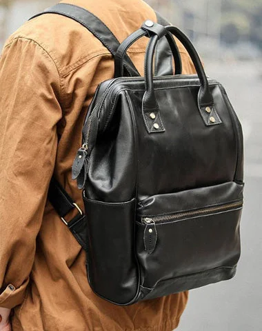 Cool Black Leather Mens Travel Backpack Work Handbag Briefcase Work Backpack For Men Cool Black Leather Mens Travel Backpack Work Handbag Briefcase Work Backpack For Men