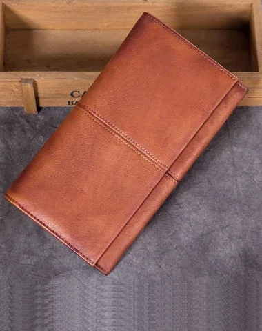 Cool Vintage Leather Brown Bifold Mens Long Wallet Phone Clutch Gray Long Wallet for Men Cool Vintage Leather Brown Bifold Mens Long Wallet Phone Clutch Gray Long Wallet for Men