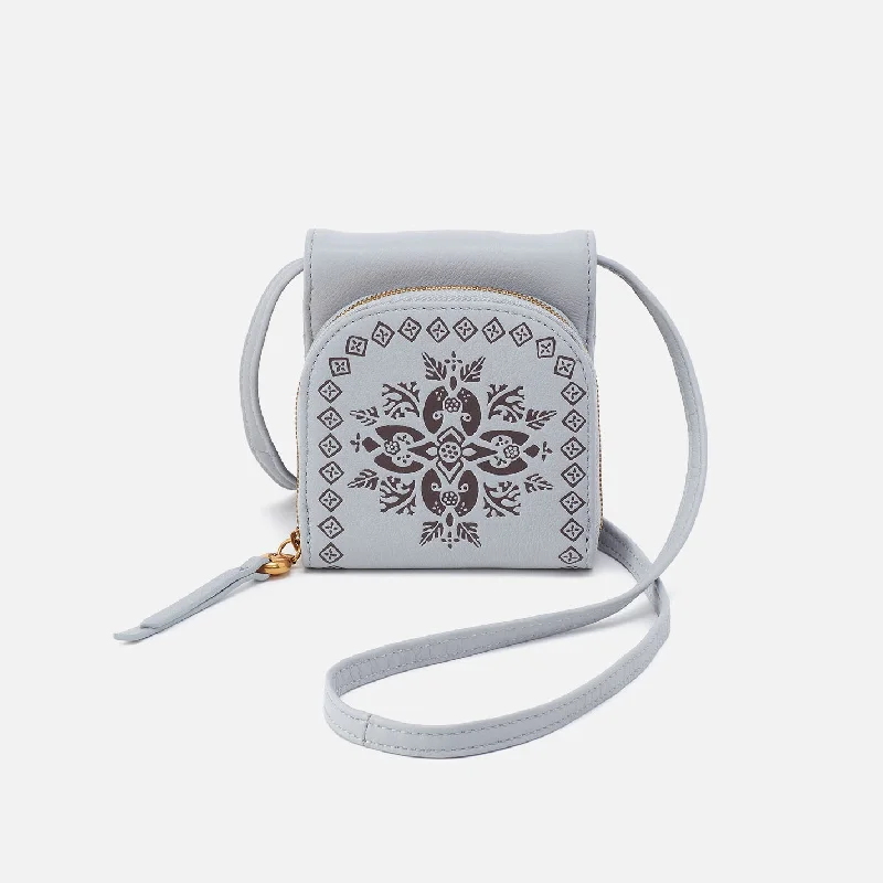 Fern Wallet Crossbody In Pebbled Leather - Blue Pearl