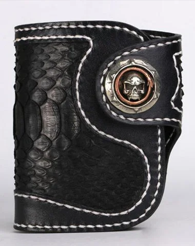 Handmade Leather billfold Mens Chain Biker Wallet Cool Boa Skin Wallet With Chain Wallets for Men Handmade Leather billfold Mens Chain Biker Wallet Cool Boa Skin Wallet With Chain Wallets for Men